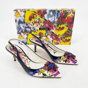 Dolce & Gabbana Multicolor Floral Crystal Embellished Slingback Pumps IT 39